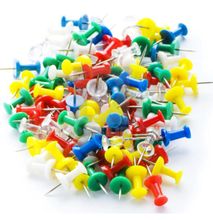 50pcs Map Pins Plastic Head Push Thumbtacks Sticker Assorted Color School Supplier